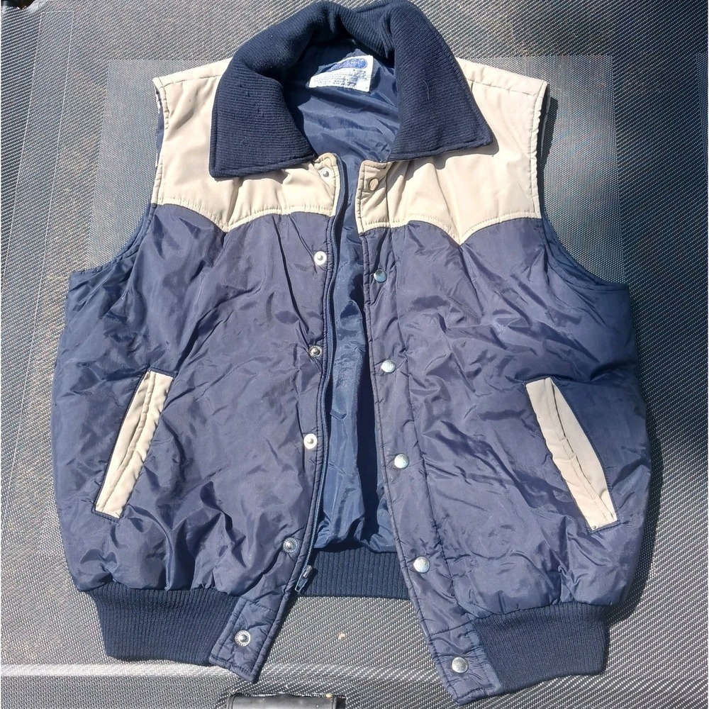Vintage 80's Cranbrook Puffer Vest - Navy / Tan Men's XL?
